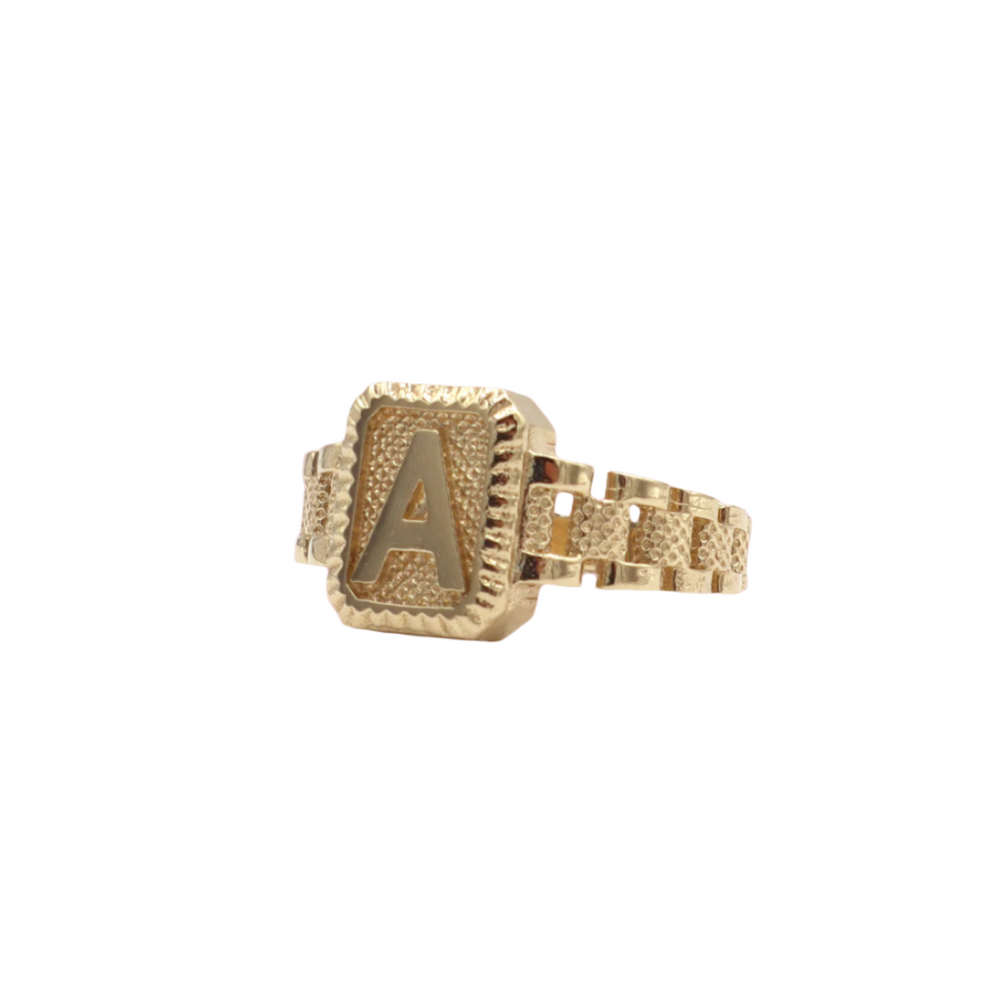 10K Solid Yellow Gold Square Band Initial Ring