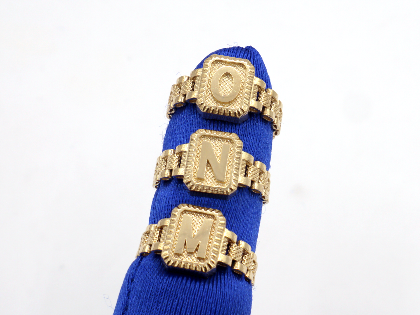 10K Solid Yellow Gold Square Band Initial Ring
