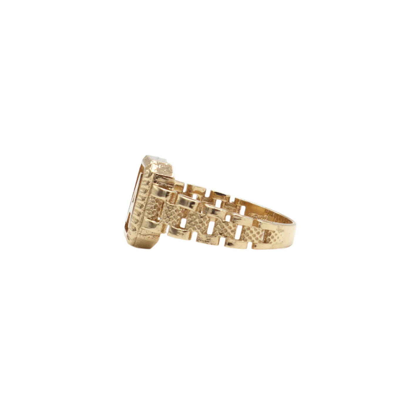 10K Solid Yellow Gold Square Band Initial Ring