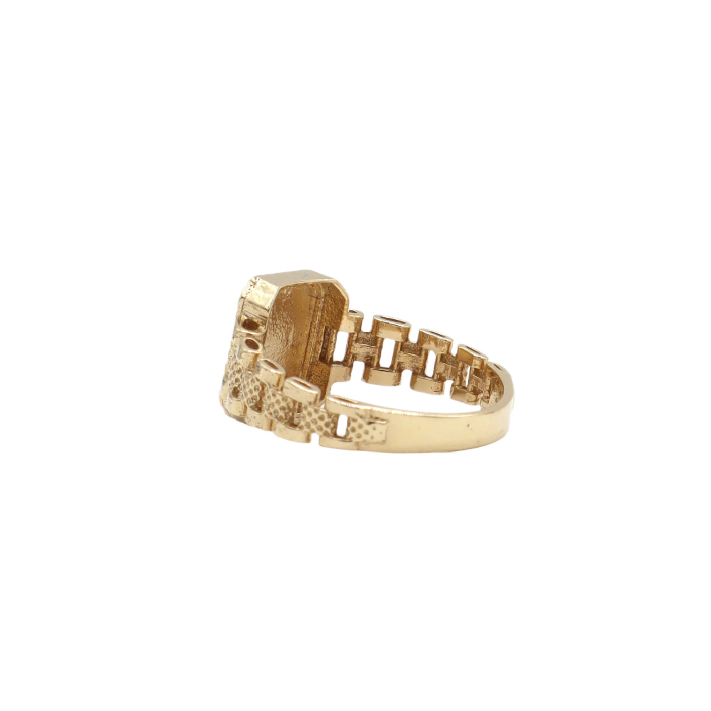 10K Solid Yellow Gold Square Band Initial Ring
