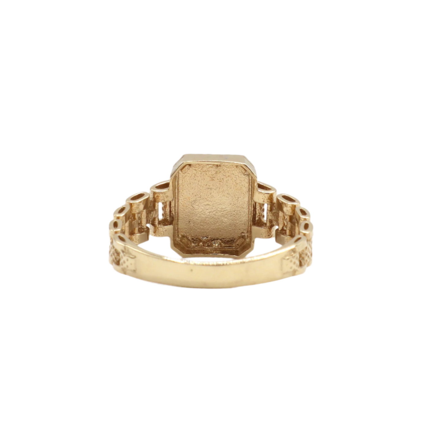 10K Solid Yellow Gold Square Band Initial Ring