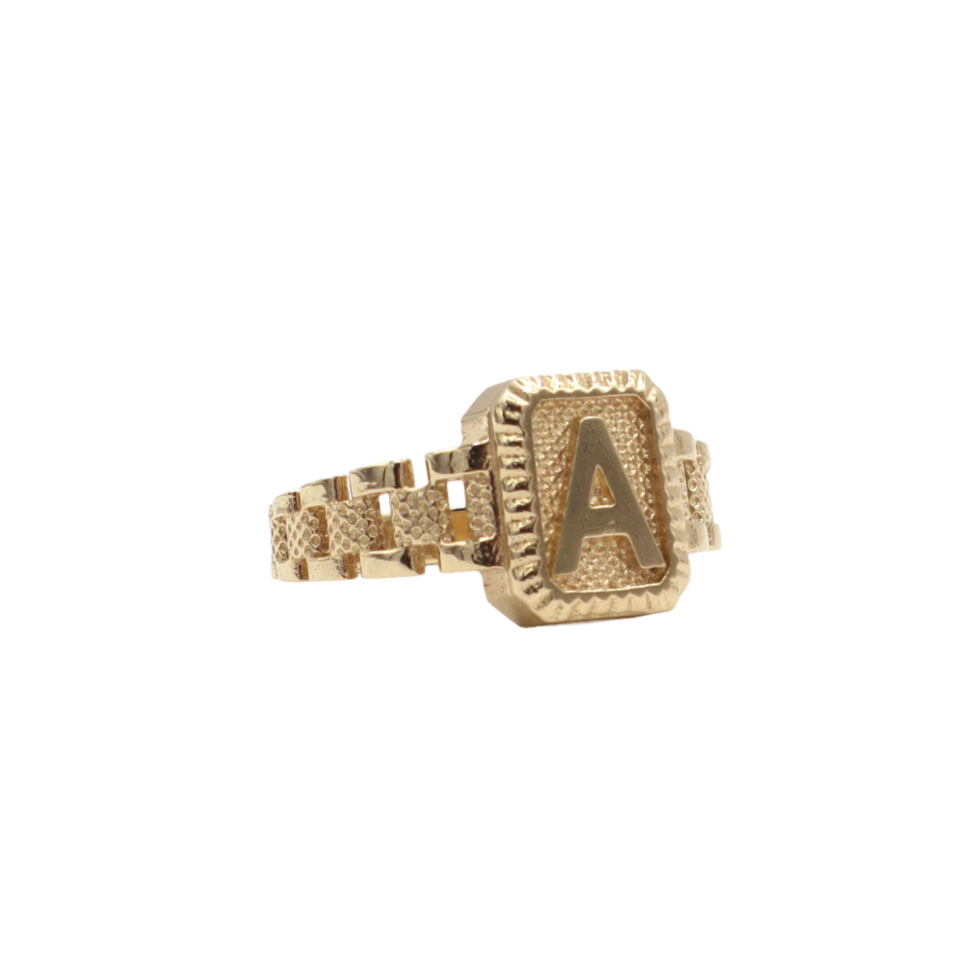 10K Solid Yellow Gold Square Band Initial Ring