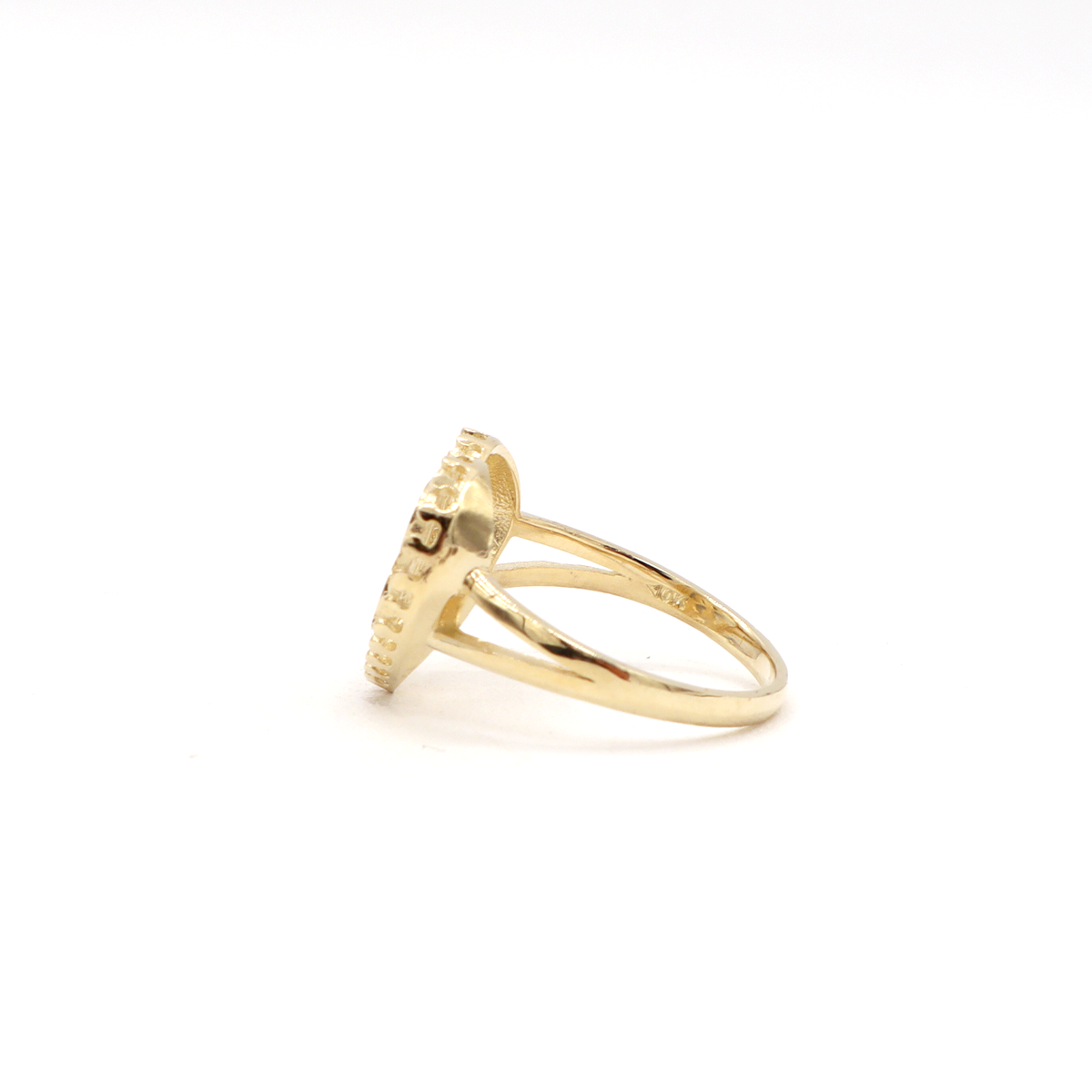 10K Solid Yellow Gold Heart Initial Ring