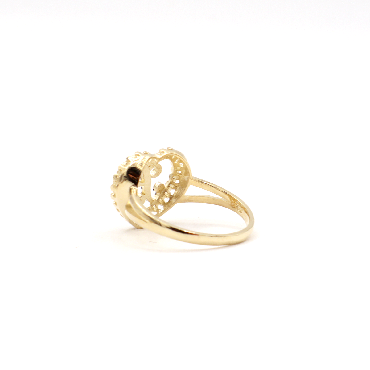 10K Solid Yellow Gold Heart Initial Ring