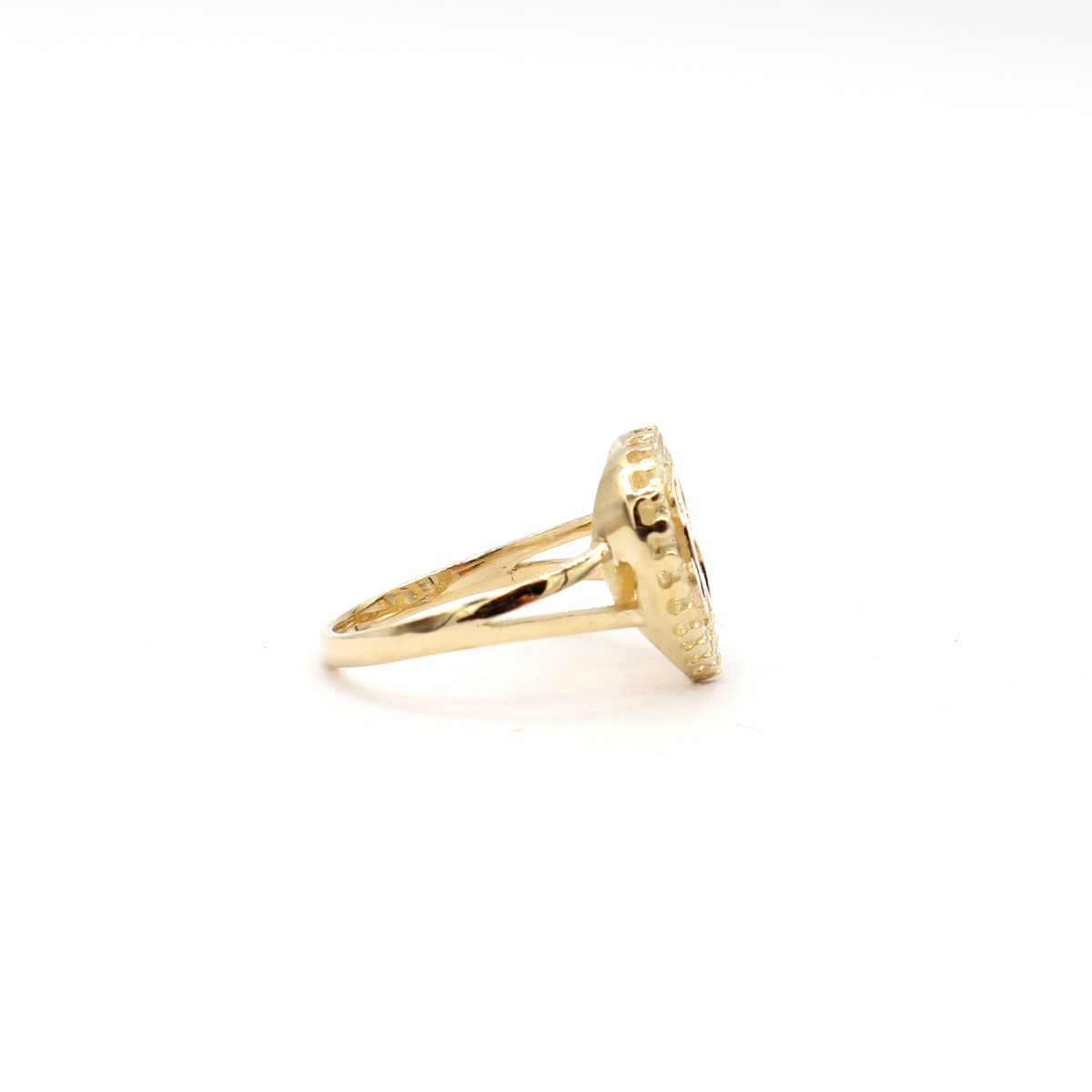 10K Solid Yellow Gold Heart Initial Ring