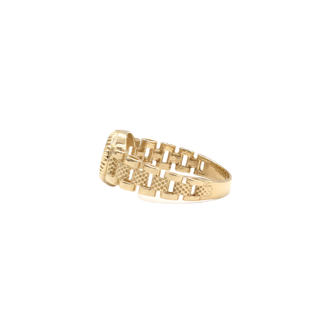 10K Solid Yellow Gold Round Cursive Initial Ring