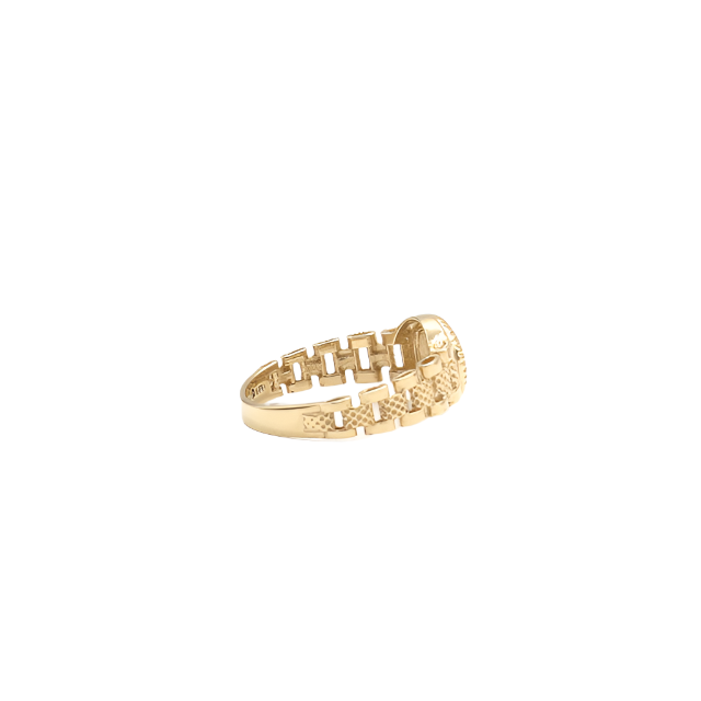 10K Solid Yellow Gold Round Cursive Initial Ring