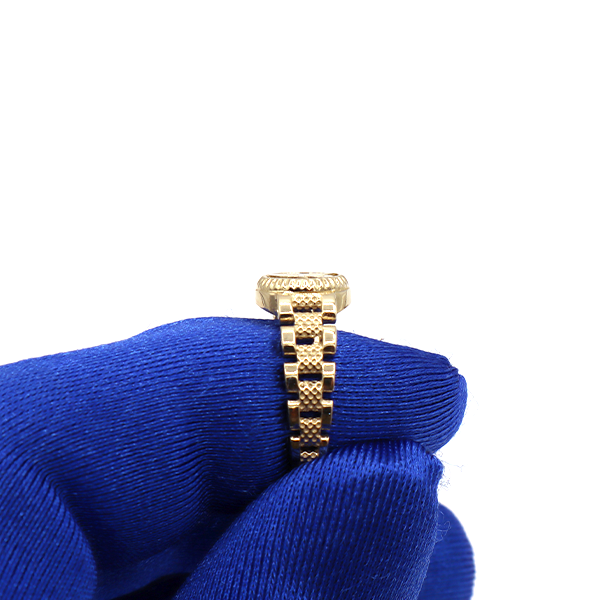10K Solid Yellow Gold Round Cursive Initial Ring
