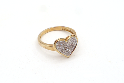 Real Natural Diamond Heart Shape Ring – 10K Real Yellow Gold STF DIAMONDS