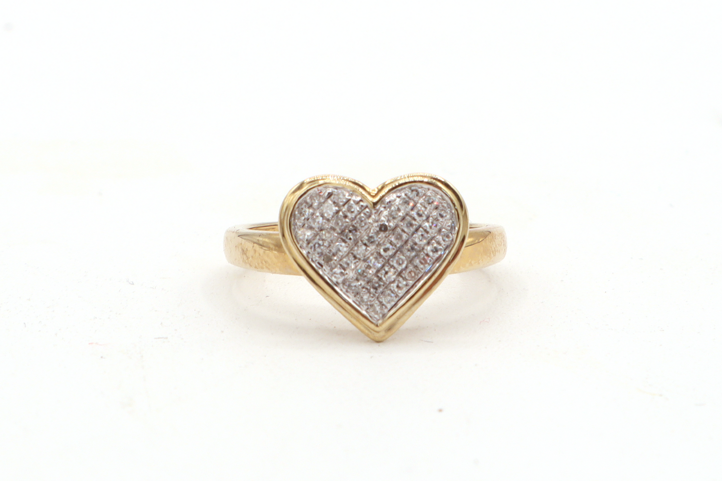 Real Natural Diamond Heart Shape Ring – 10K Real Yellow Gold STF DIAMONDS