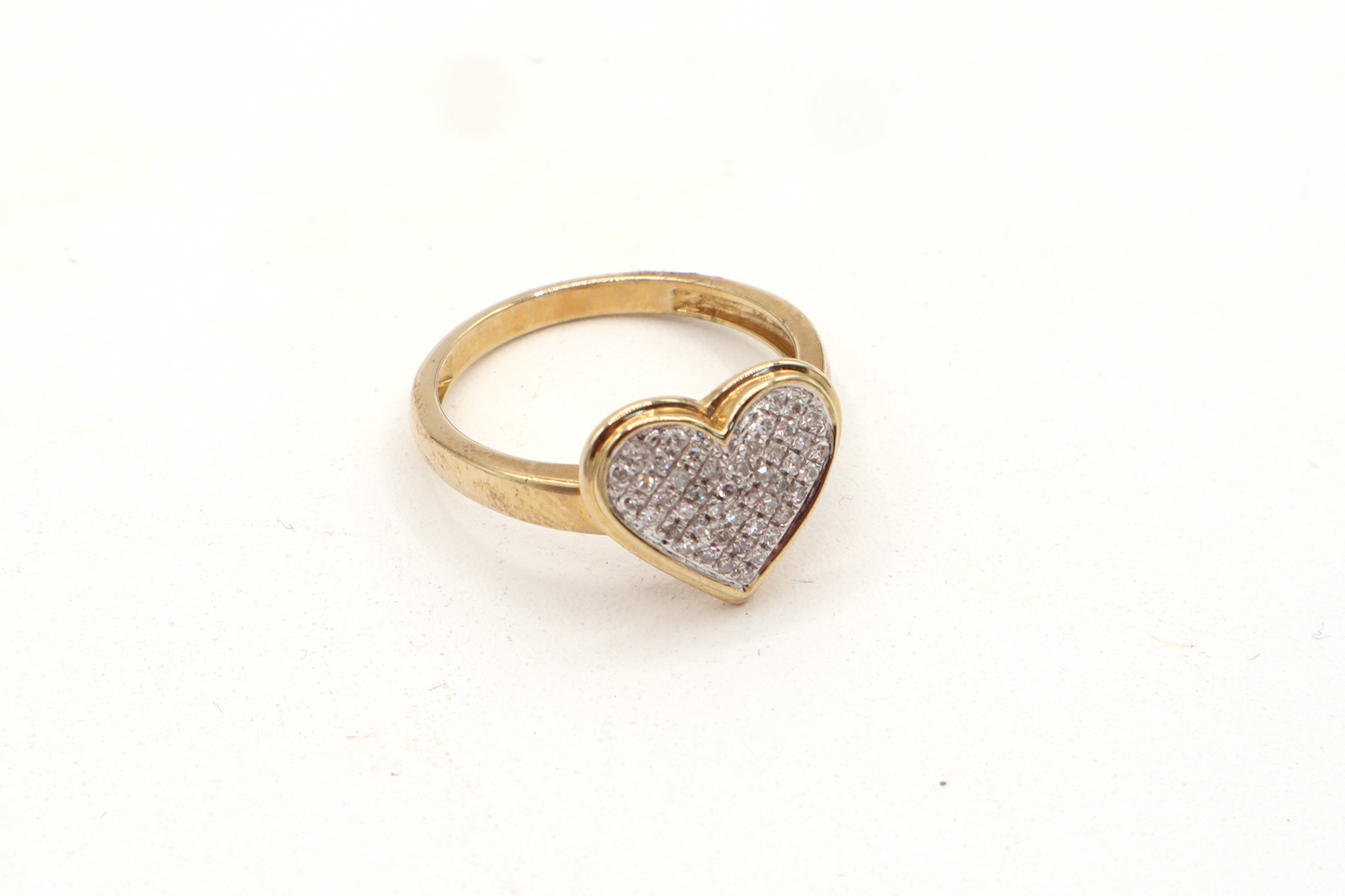 Real Natural Diamond Heart Shape Ring – 10K Real Yellow Gold STF DIAMONDS