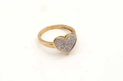 Real Natural Diamond Heart Shape Ring – 10K Real Yellow Gold STF DIAMONDS