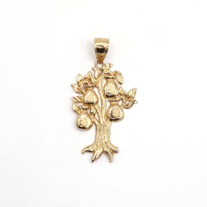 Rich Life Money Bag Tree Pendant 10K Real Yellow Gold ??????????? - STF DIAMONDS