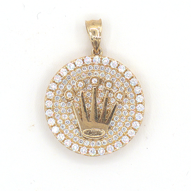 10K Solid Yellow Gold Diamond-Cut Rolly Crown Charm (5-Point)