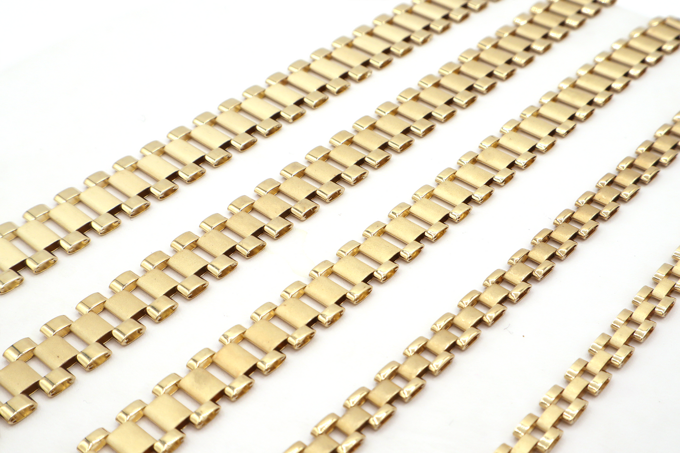 10K Solid Yellow Gold Statesman 14 — 14mm Watch-Band Link Bracelet
