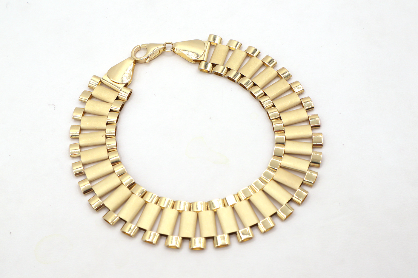 10K Solid Yellow Gold Statesman 12 — 12mm Watch-Band Link Bracelet