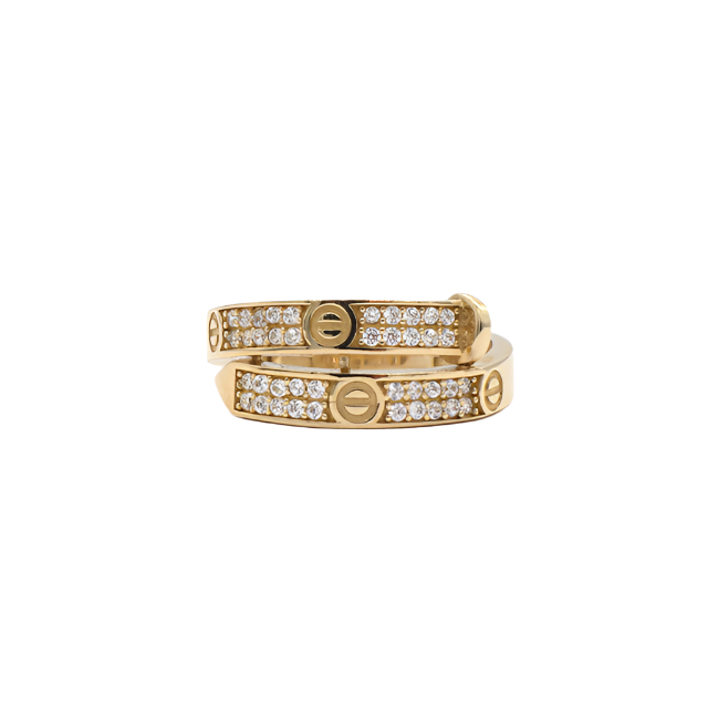 10K Solid Yellow Gold Promise Love Couple CZ Ring