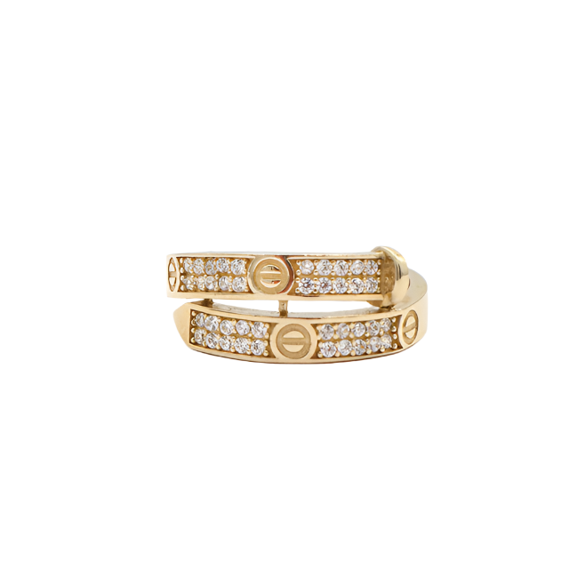 10K Solid Yellow Gold Promise Love Couple CZ Ring