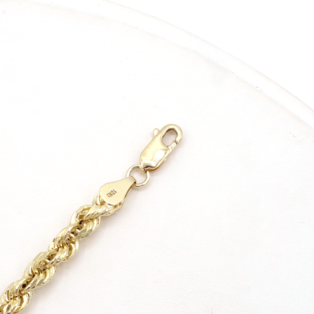 10K Solid Yellow Gold Twisted Rope Chain Bracelet