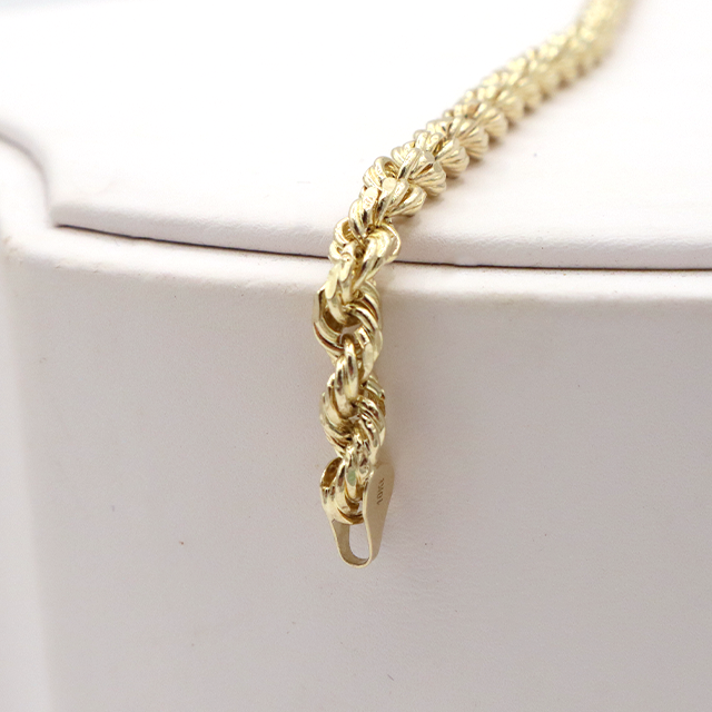 10K Solid Yellow Gold Twisted Rope Chain Bracelet