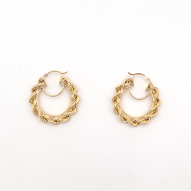 Rope Chain Hoop Earrings 10K Pure Yellow Gold - STF DIAMONDS