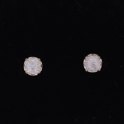 Round-Pavé Diamond Stud earrings 10K Yellow Gold -STF DIAMONDS