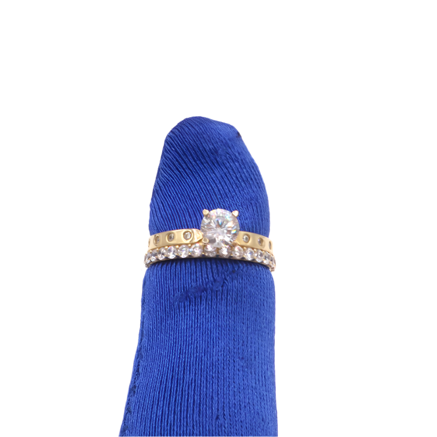 10K Solid Yellow Gold Round CZ Two-Layer Love Band Engagement Ring