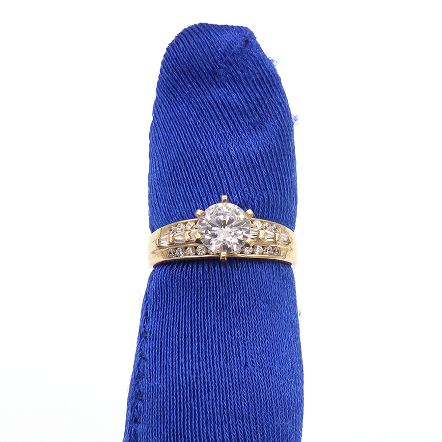 10K Solid Yellow Gold Round CZ Three-Layer Love Band Ring