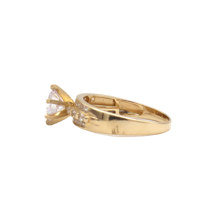 10K Solid Yellow Gold Round CZ Three-Layer Love Band Ring