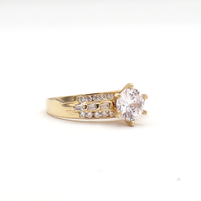 Round Cut CZ 3 Layers Love bands Women's Engagement Ring-10K Yellow Gold-Cubic Zirconia | STF DIAMONDS JEWELRY