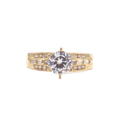 Round Cut CZ 3 Layers Love bands Women's Engagement Ring-10K Yellow Gold-Cubic Zirconia | STF DIAMONDS JEWELRY