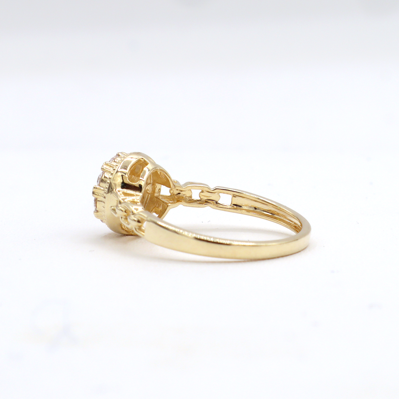 10K Solid Yellow Gold Round CZ Layer Love Band Engagement Ring