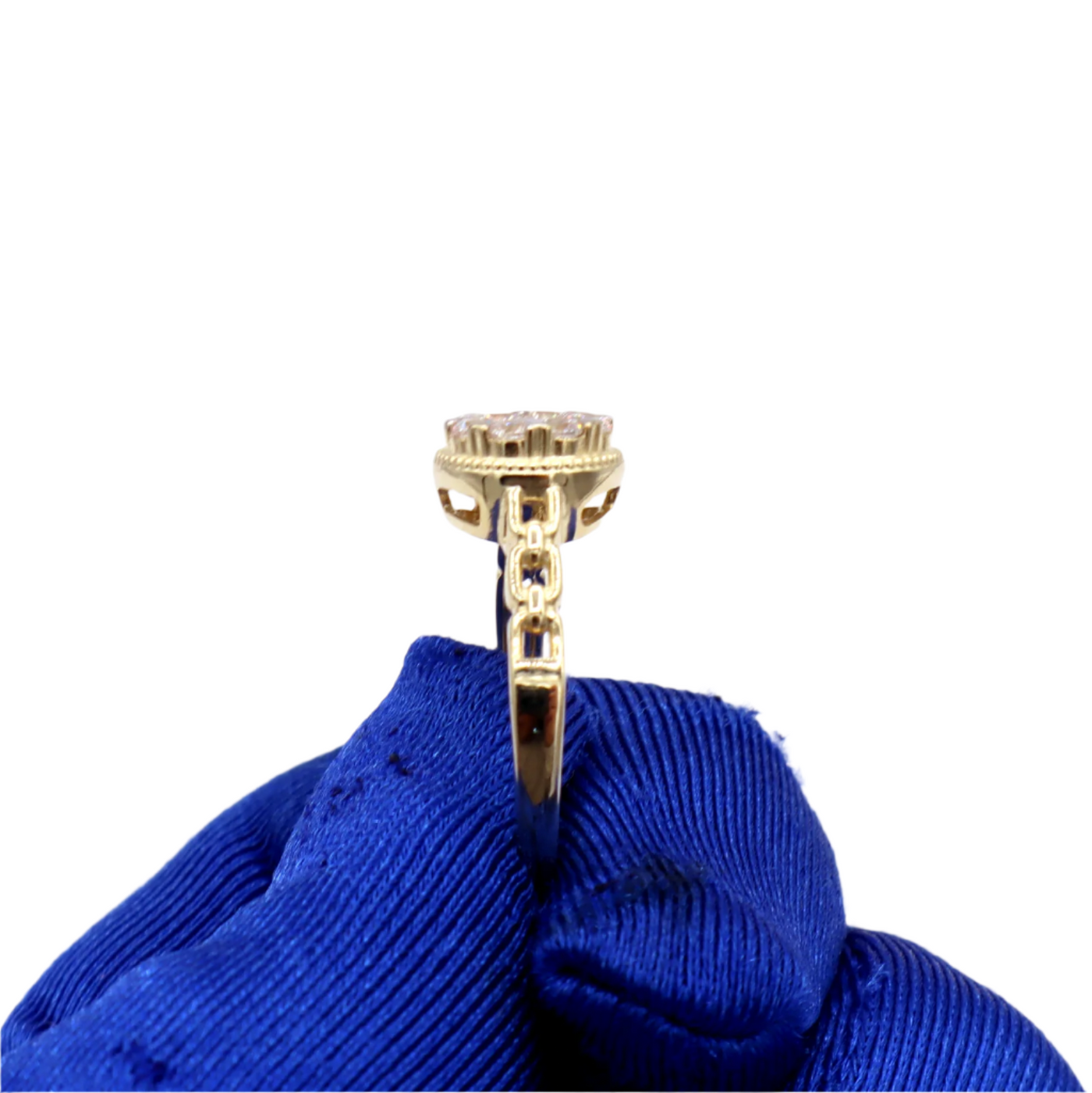 10K Solid Yellow Gold Round CZ Layer Love Band Engagement Ring