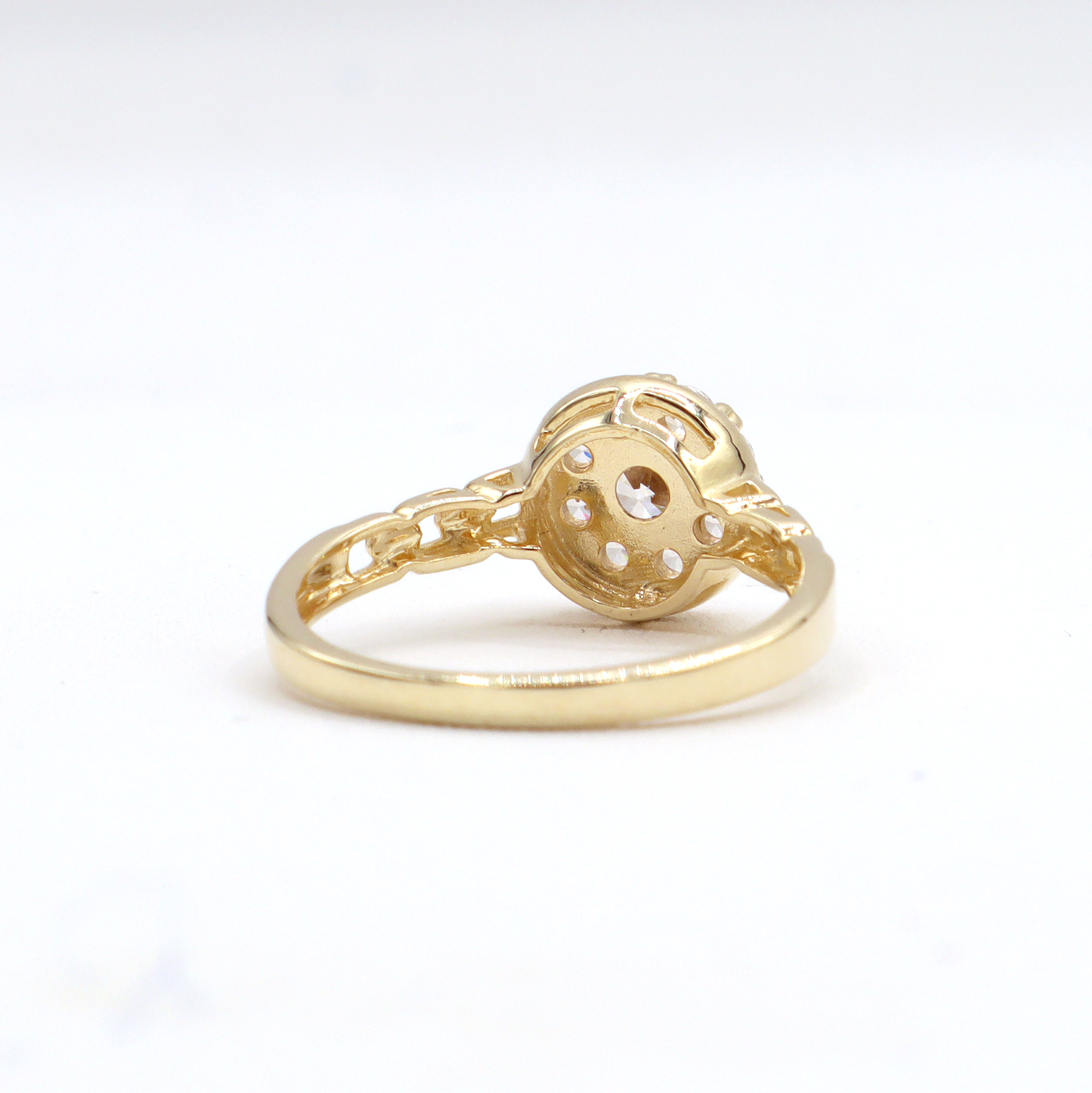 10K Solid Yellow Gold Round CZ Layer Love Band Engagement Ring