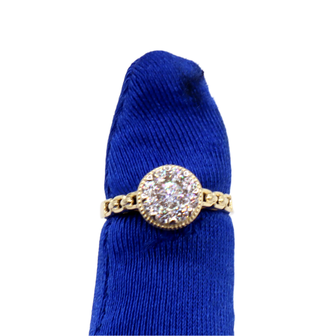 10K Solid Yellow Gold Round CZ Layer Love Band Engagement Ring