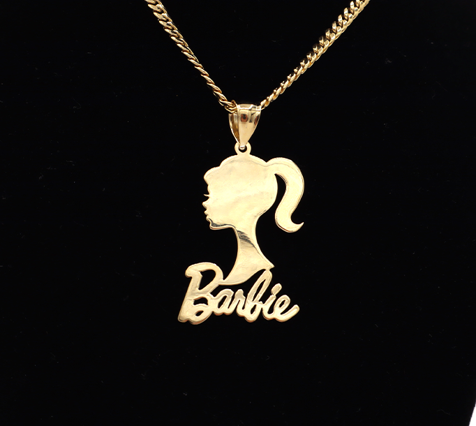 10K Real Gold Beautiful Barbie Side Face Charm (Single plate and Double Plate)