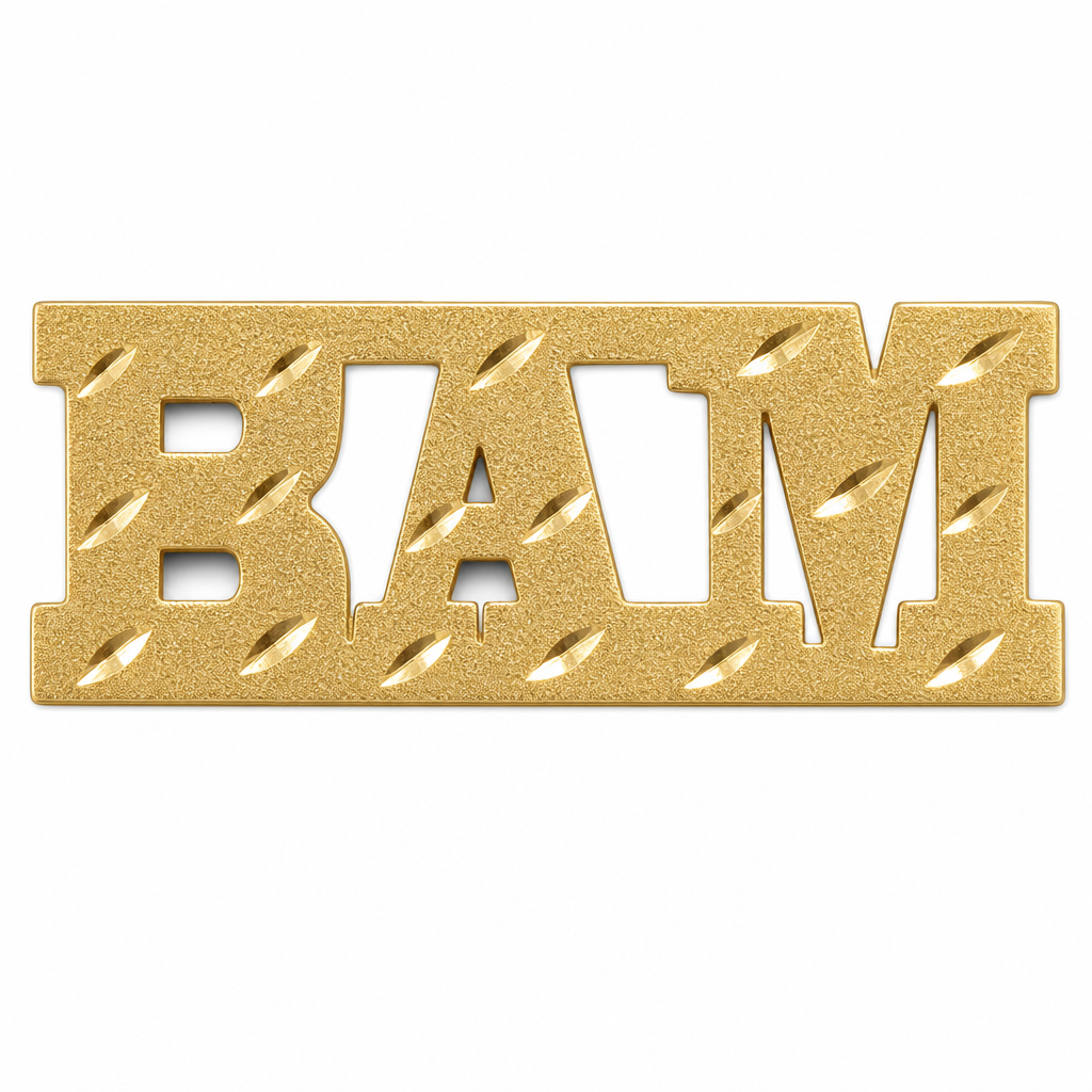 BAM 10K solid gold nameplate, front view