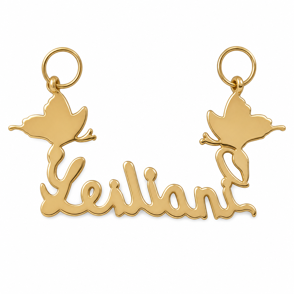 Leilani 10K solid gold nameplate, back view