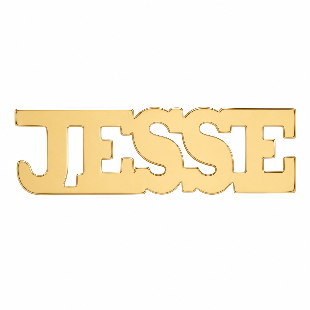JESSE 10K solid gold nameplate, back view