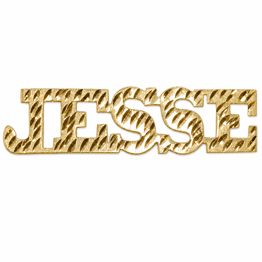 JESSE 10K solid gold nameplate, front view