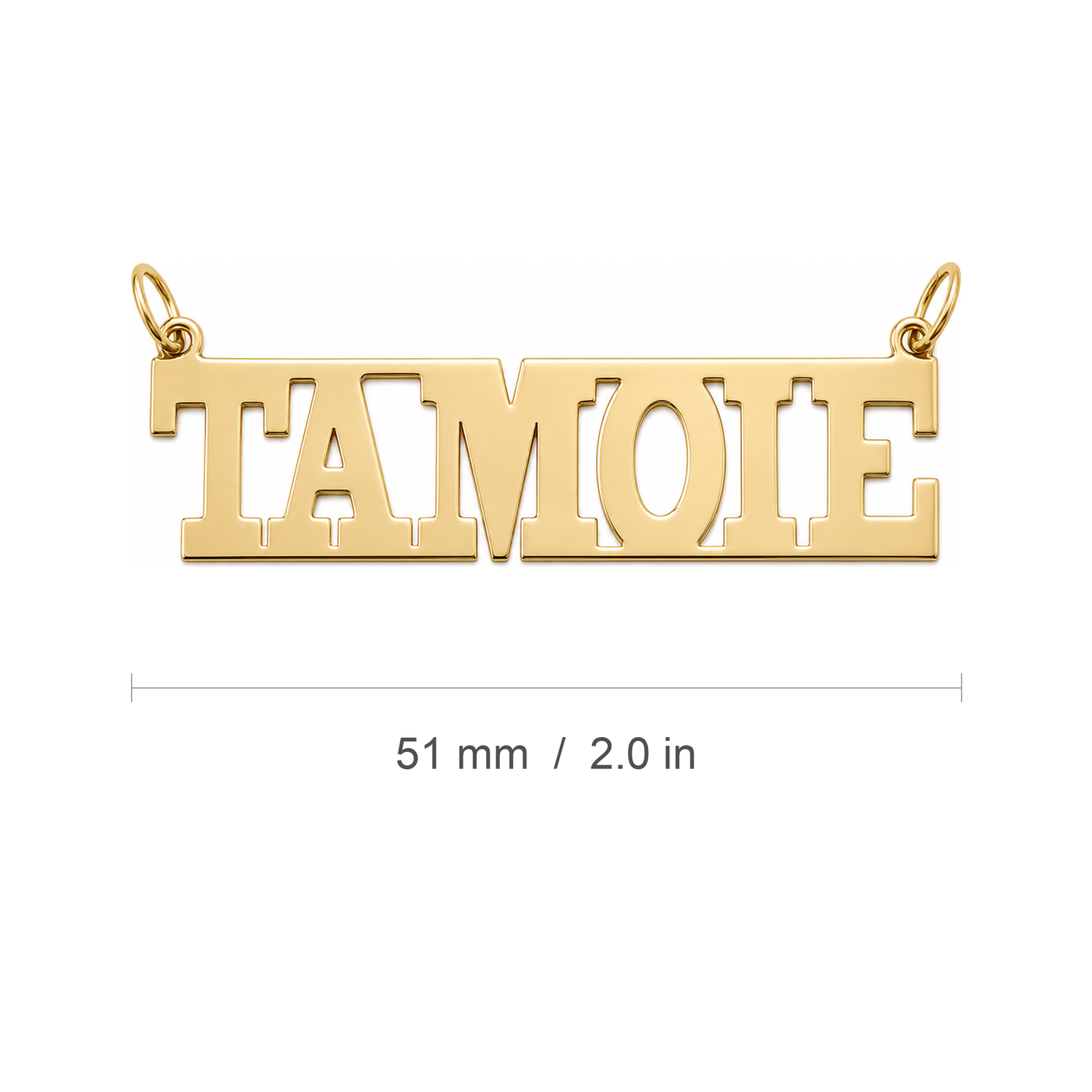 TAMOIE 14K solid gold nameplate, measure view