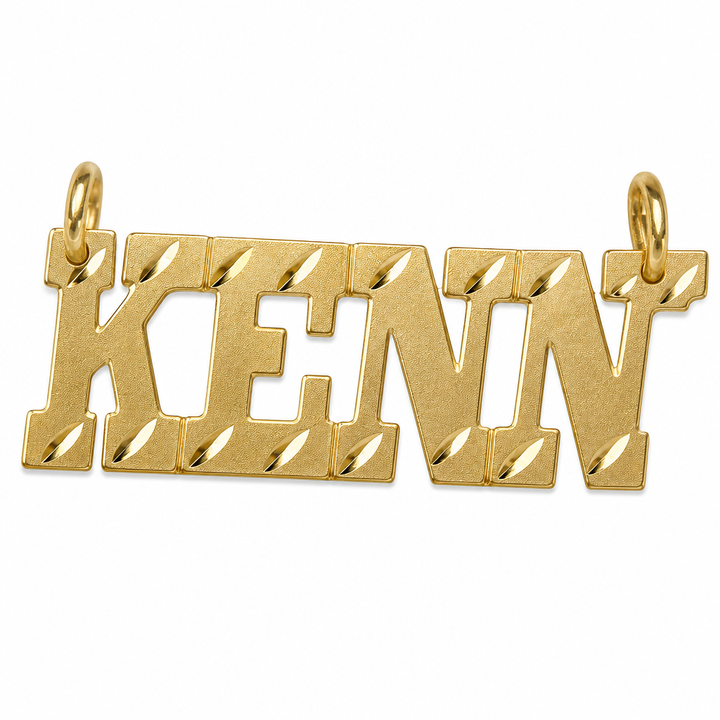 KENNEDY 14K solid gold nameplate, front view