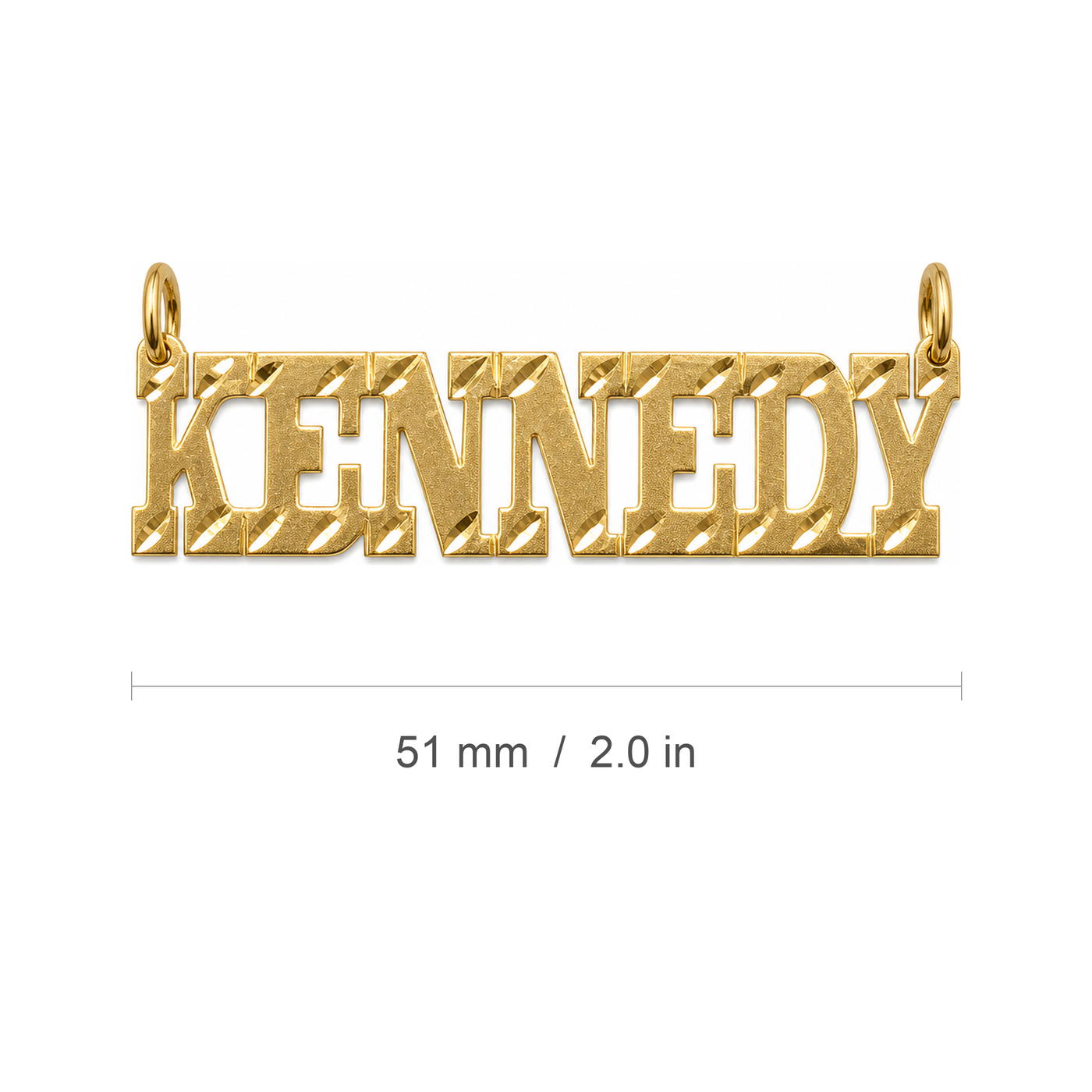 KENNEDY 14K solid gold nameplate, measure view