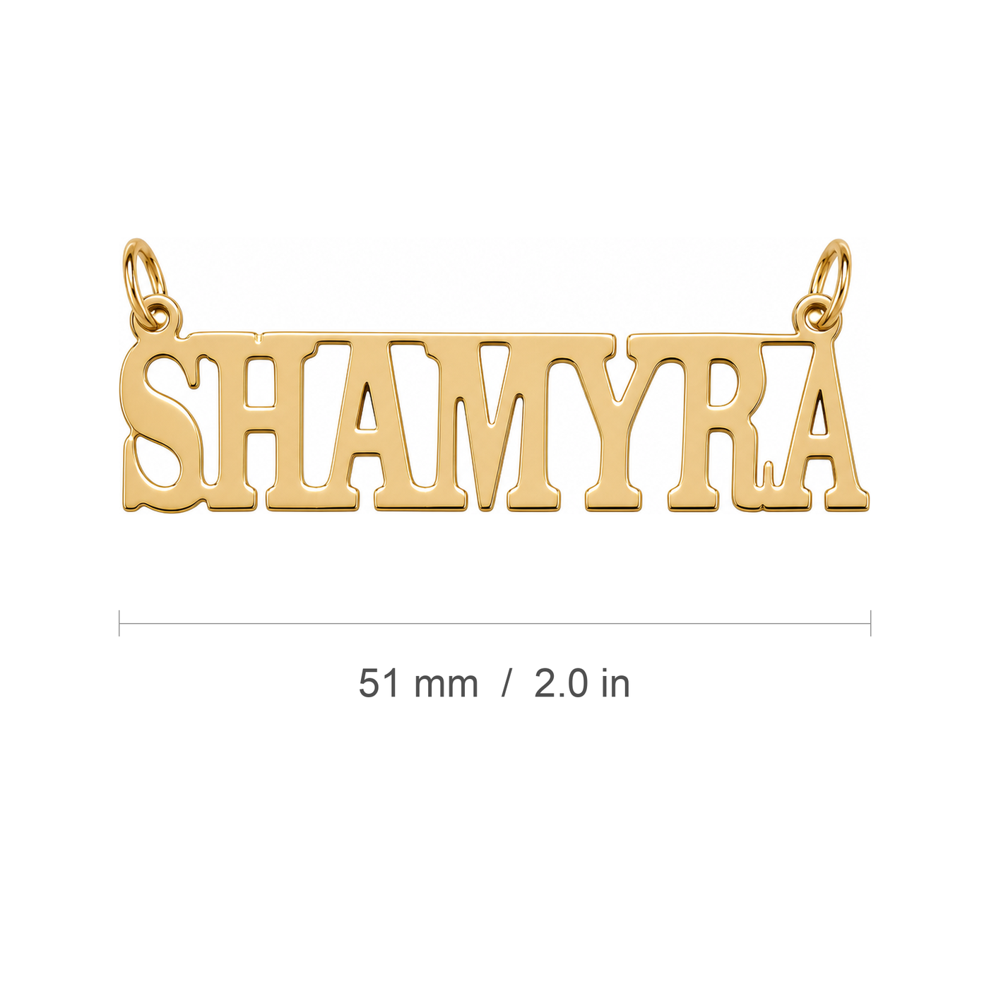 SHAMYRA 14K solid gold nameplate, measure view