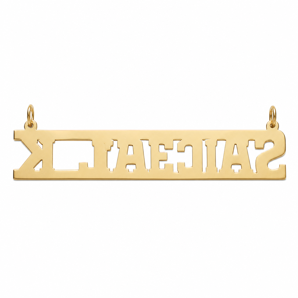 SPECIAL K 14K solid gold nameplate, back view