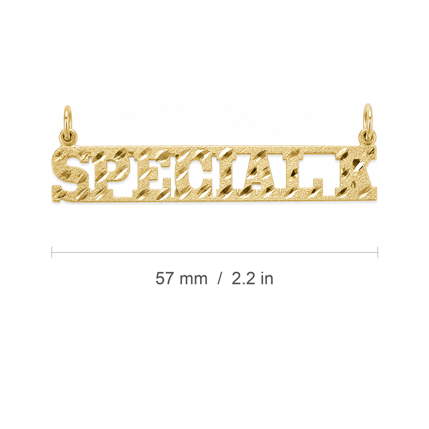SPECIAL K 14K solid gold nameplate, measure view