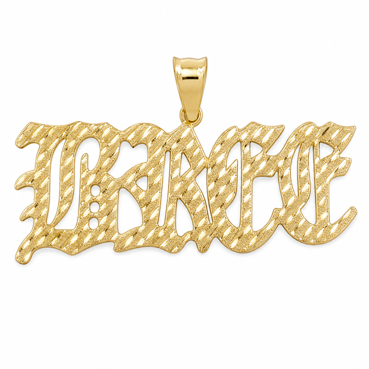 BREEZE 14K solid gold nameplate, front view