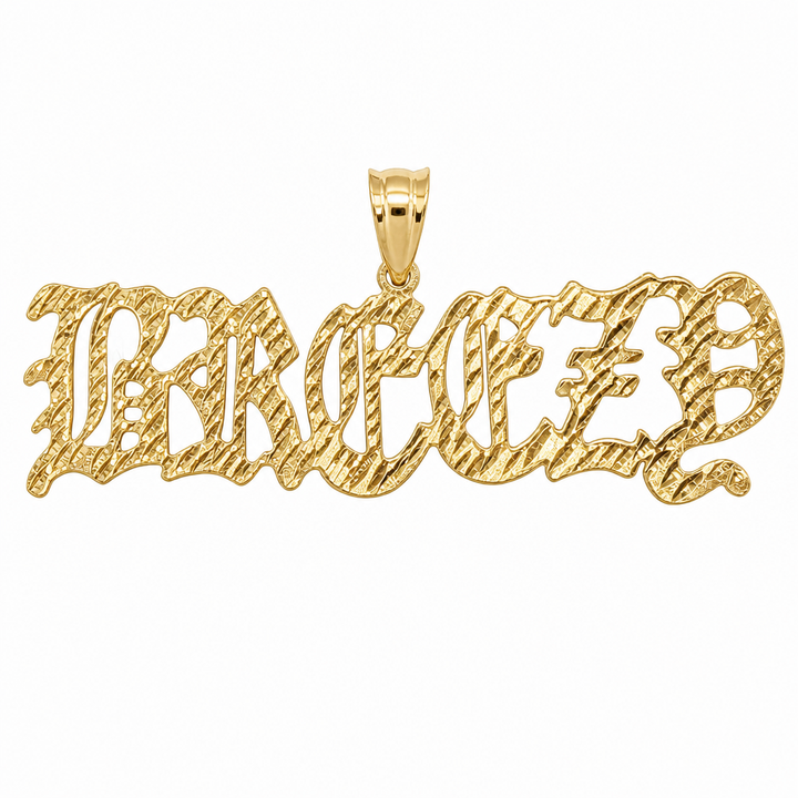BREEZE 14K solid gold nameplate, front view