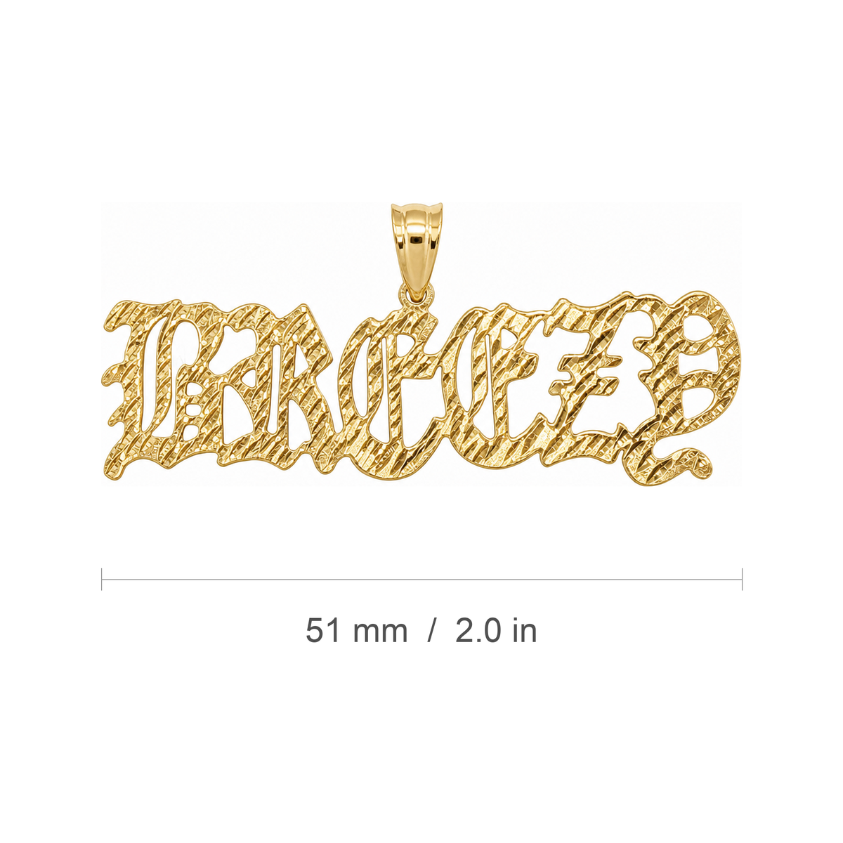 BREEZE 14K solid gold nameplate, measure view
