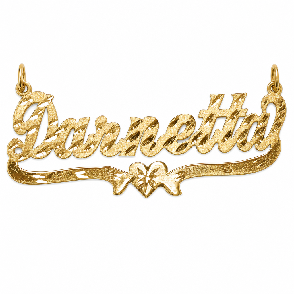 Darnetta 14K solid gold nameplate, front view